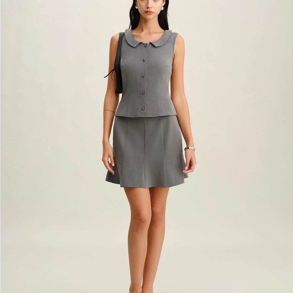 Grey Collared Button Tank Top - Picture 5 of 8